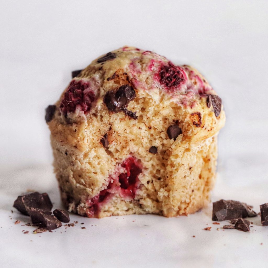 singe-serve raspberry choc chunk muffin
