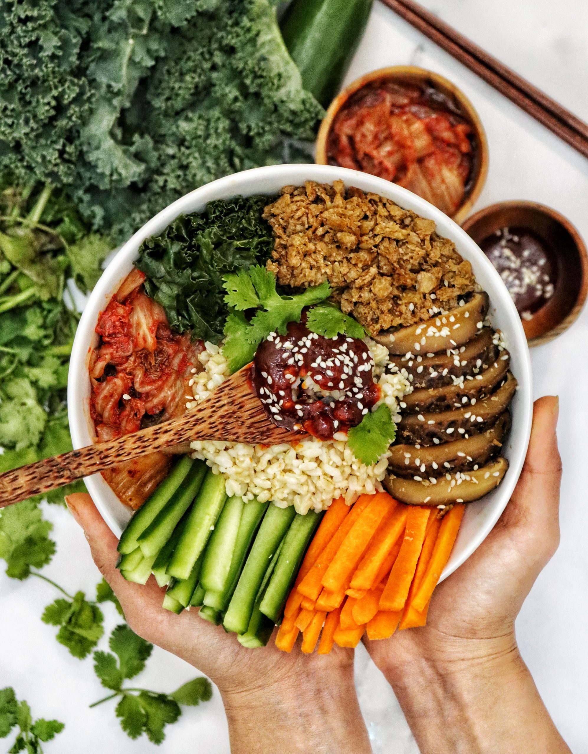 VEGAN BIBIMBAP with BULGOGI MINCE » RUN2FOOD