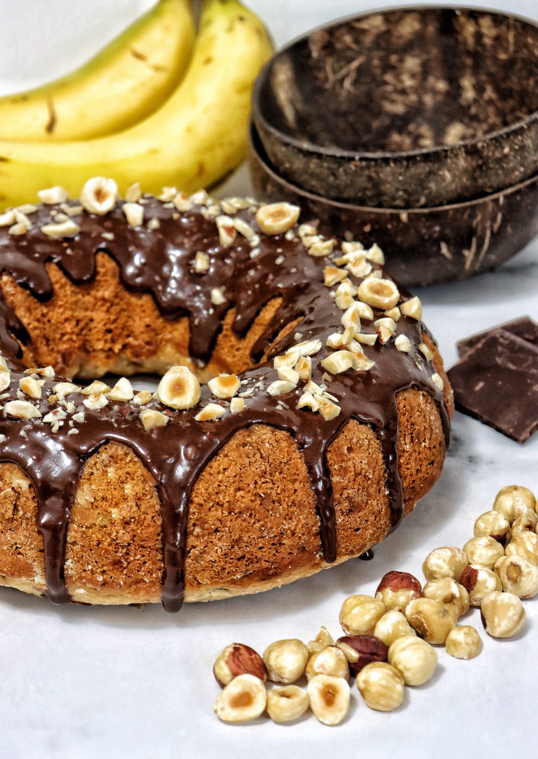 Banana Hazelnut Bundt Cake With Easy Chocolate Glaze Run Food